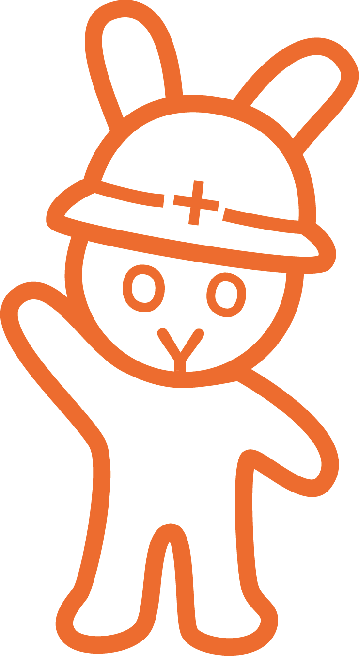 ヘルメットを被ったうさぎ